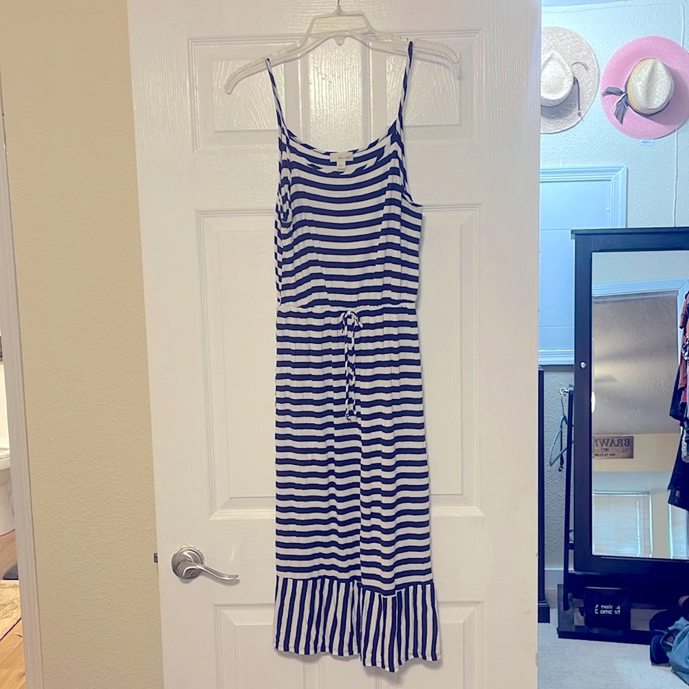 Navy and White Striped Dress